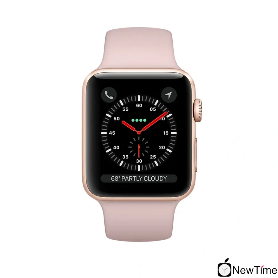 Apple Watch Series 3 (GPS + Cellular) 42mm Gold Aluminum Case with Pink Sand Sport Band (MQK32, MQKP2)