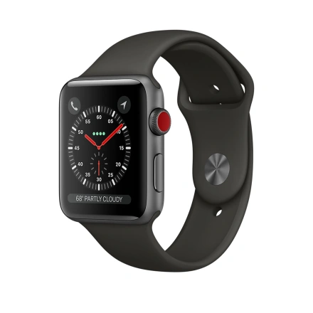 Apple Watch Series 3 (GPS + Cellular) 42mm Space Gray Aluminum Case with Gray Sport Band (MR2X2, MR302)