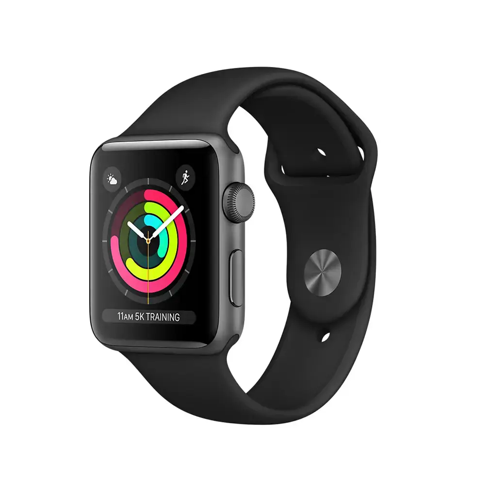Apple Watch Series 3 (GPS) 38mm Space Gray Aluminum Case with Black Sport Band (MQKV2, MTF02)