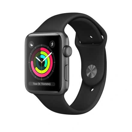 Apple Watch Series 3 (GPS) 42mm Space Gray Aluminum Case with Black Sport Band (MQL12, MTF32)