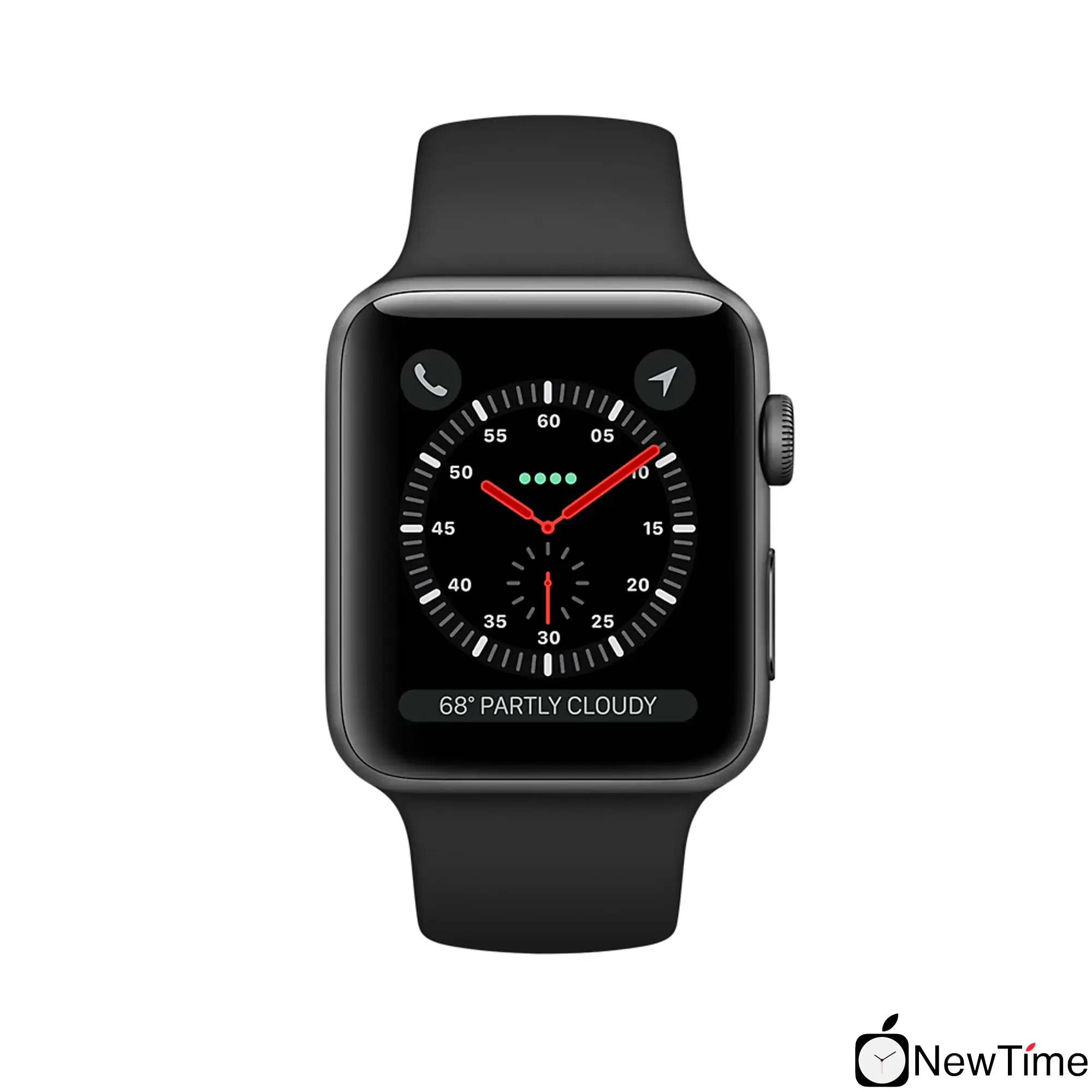 Apple Watch Series 3 (GPS + Cellular) 38mm Space Gray Aluminum Case with Black Sport Band (MQJP2, MTGH2)