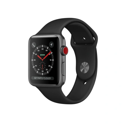 Apple Watch Series 3 GPS Cellular 38mm Space Gray Aluminum Case with Black Sport Band MQJP2 MTGH2 NewTime