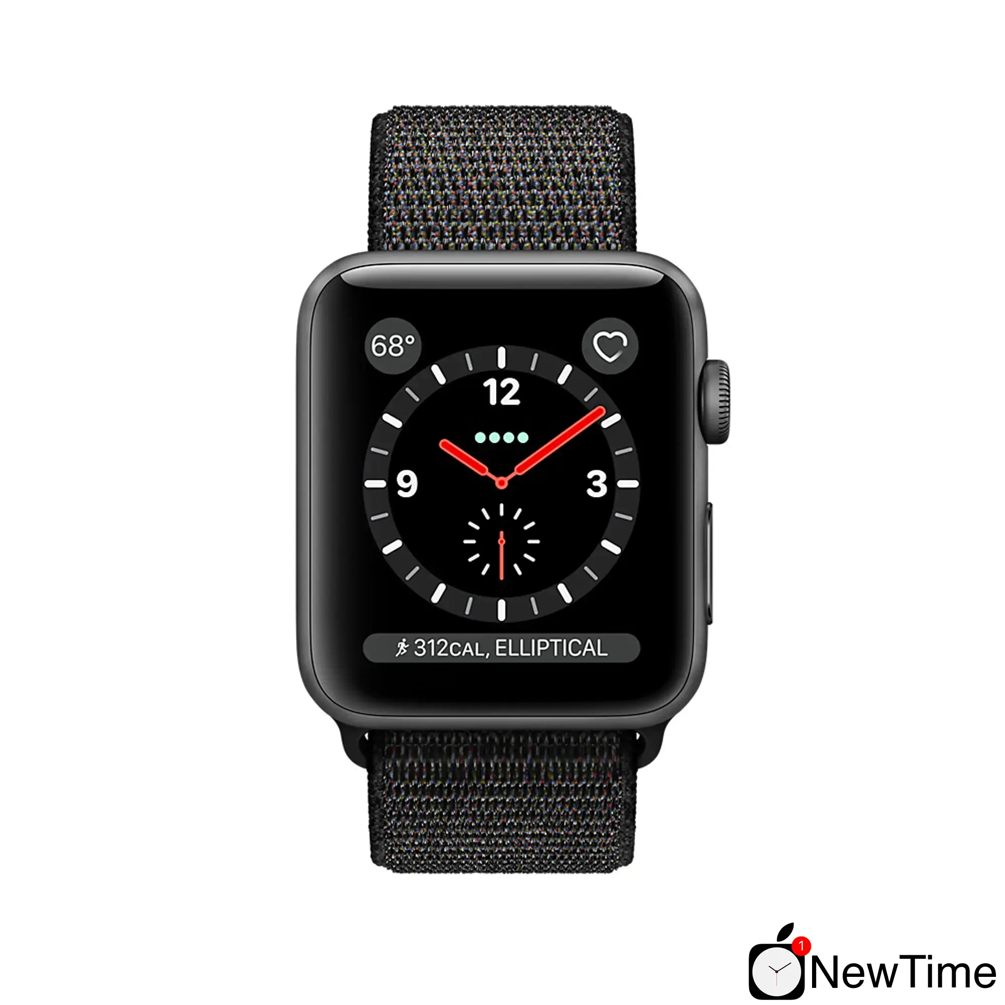 Apple Watch Series 3 (GPS + Cellular) 38mm Space Gray Aluminum Case with Black Sport Loop (MRQE2, MRQG2)