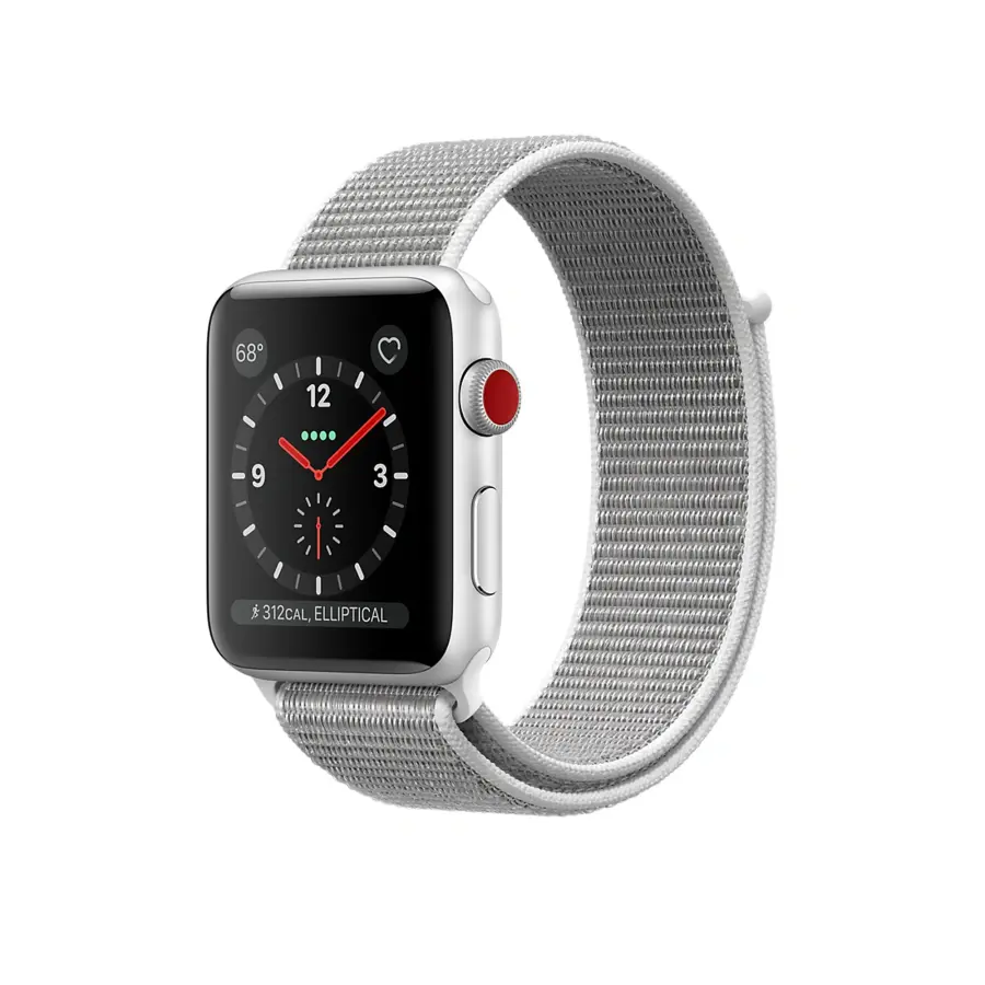 Apple Watch Series 3 (GPS + Cellular) 38mm Silver Aluminum Case with Seashell Sport Loop (MQJR2)