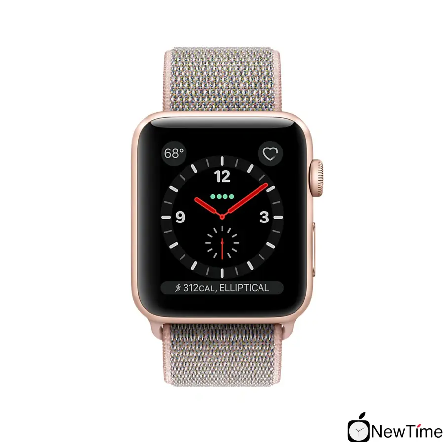 Apple Watch Series 3 (GPS + Cellular) 38mm Gold Aluminum Case with Pink Sand Sport Loop (MQJU2)