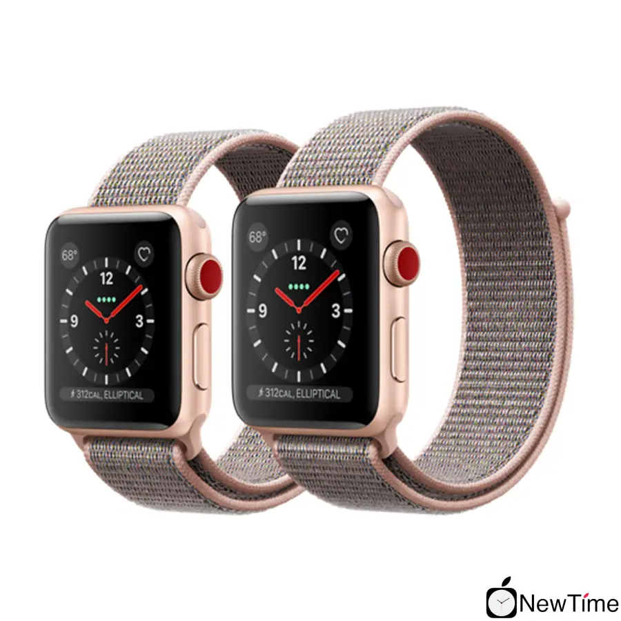 Apple Watch Series 3 (GPS + Cellular) 38mm Gold Aluminum Case with Pink Sand Sport Loop (MQJU2)