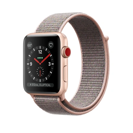 Apple Watch Series 3 (GPS + Cellular) 42mm Gold Aluminum Case with Pink Sand Sport Loop (MQK72, MQKT2)