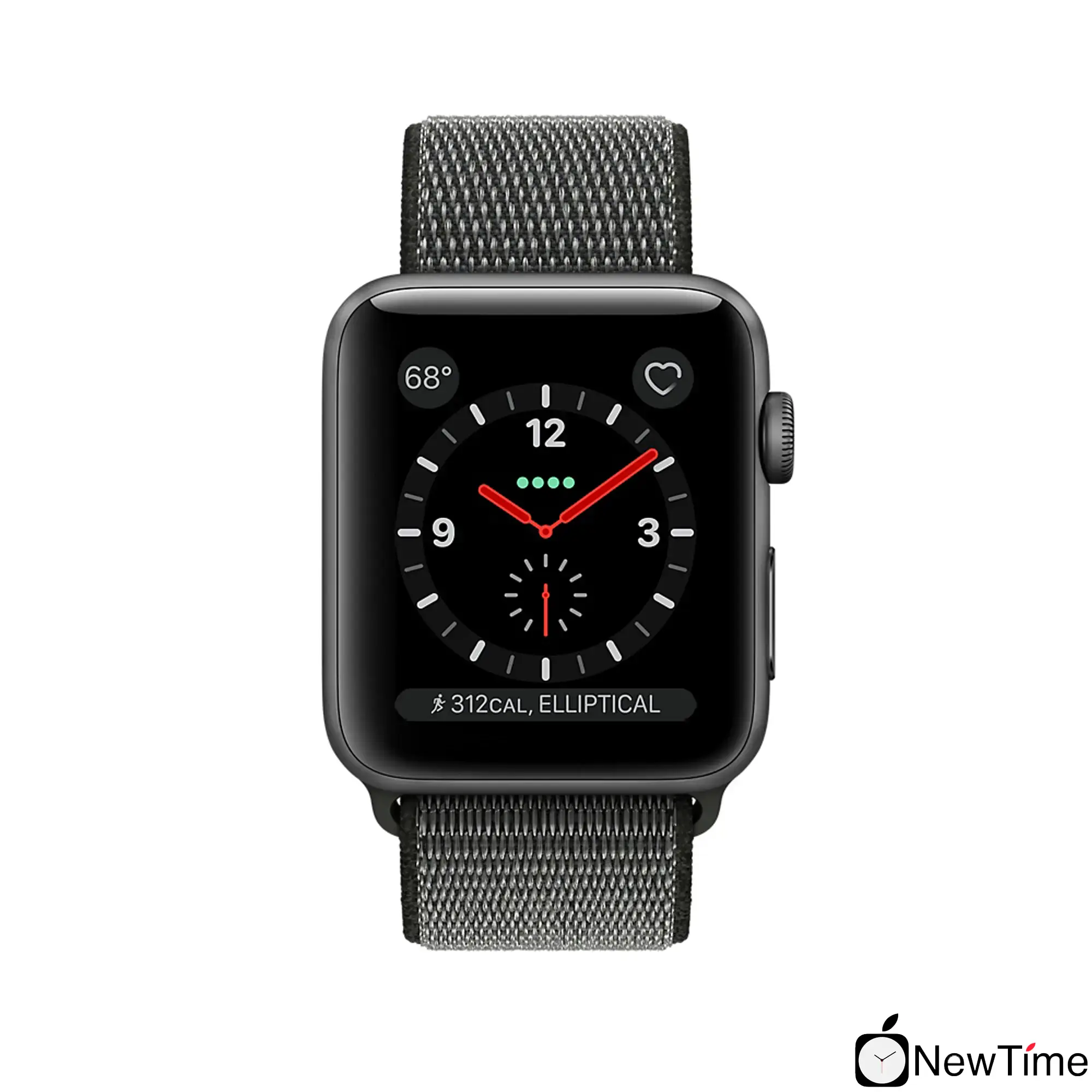 Apple Watch Series 3 (GPS + Cellular) 38mm Space Gray Aluminum Case with Dark Olive Sport Loop (MQJT2)