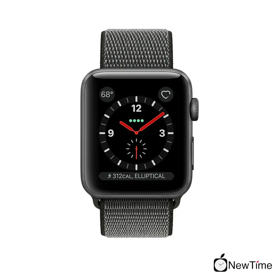 Apple Watch Series 3 (GPS + Cellular) 38mm Space Gray Aluminum Case with Dark Olive Sport Loop (MQJT2)