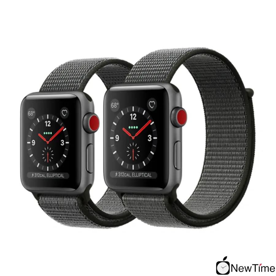 Apple Watch Series 3 (GPS + Cellular) 38mm Space Gray Aluminum Case with Dark Olive Sport Loop (MQJT2)
