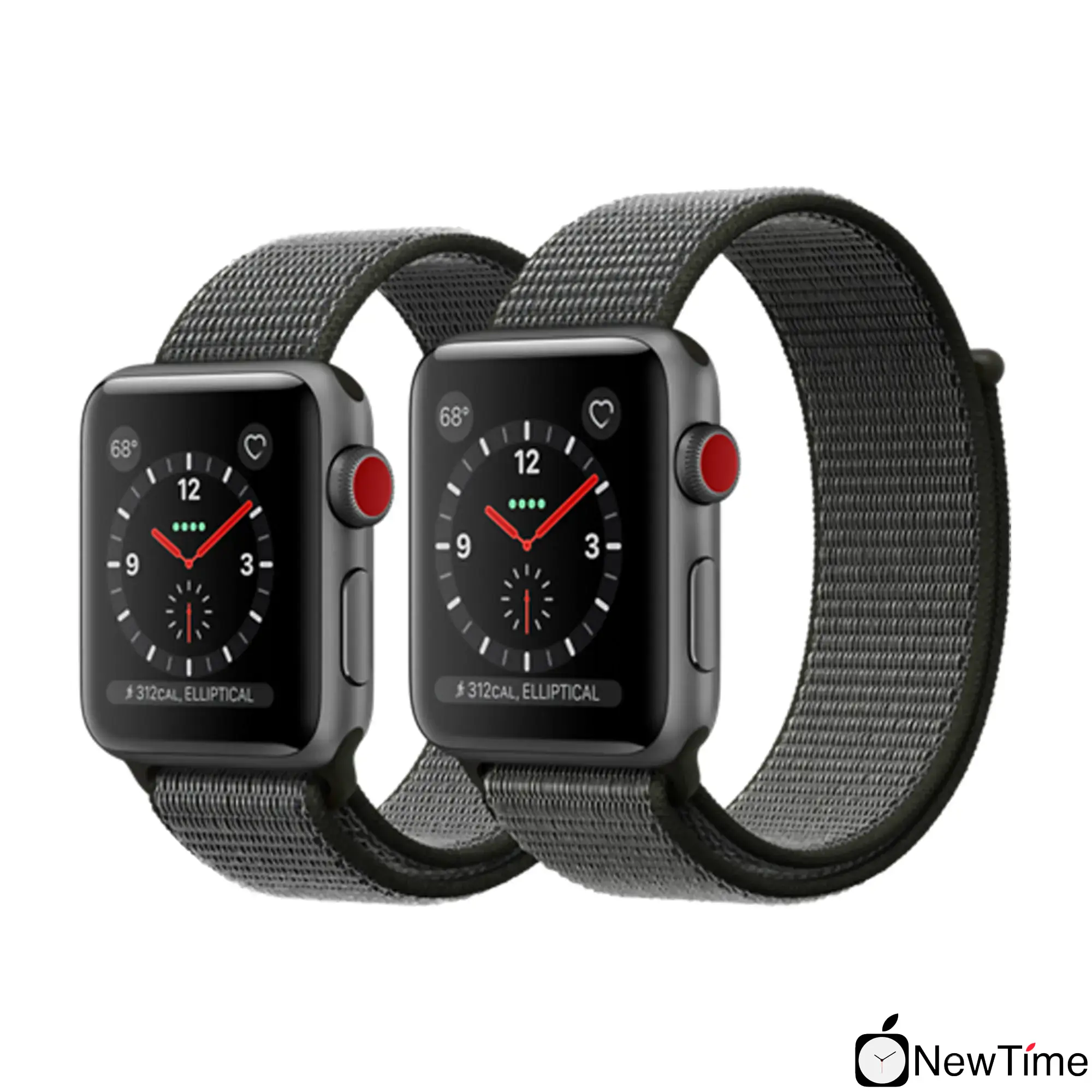 Apple Watch Series 3 (GPS + Cellular) 42mm Space Gray Aluminum Case with Dark Olive Sport Loop (MQK62)