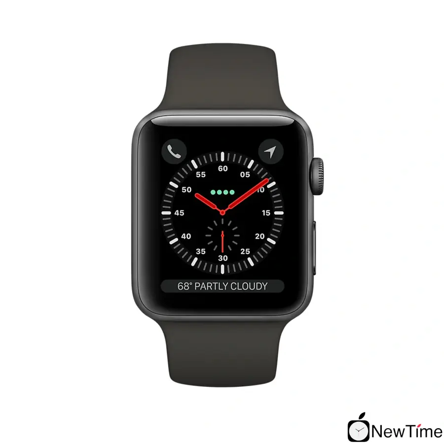 Apple Watch Series 3 (GPS + Cellular) 38mm Space Gray Aluminum Case with Gray Sport Band (MR2W2, MQKG2, MR2Y2)