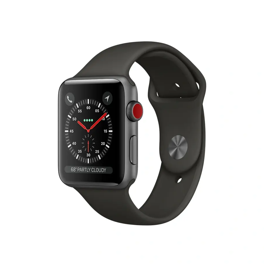 Apple Watch Series 3 (GPS + Cellular) 38mm Space Gray Aluminum Case with Gray Sport Band (MR2W2, MQKG2, MR2Y2)