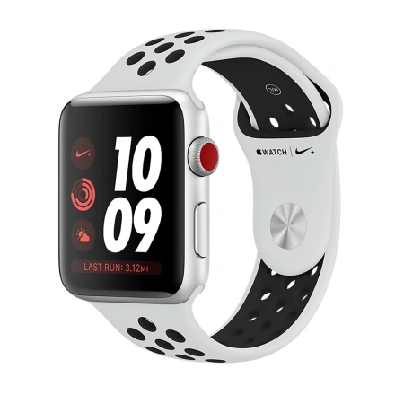 Apple Watch Series 3 Nike + (GPS + Cellular) 42mm Silver Aluminum Case with Pure Platinum / Black Nike Sport Band (MQLC2, MQME2)