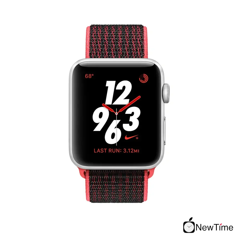 Apple Watch Series 3 Nike + (GPS + Cellular) 42mm Silver Aluminum Case with Bright Crimson / Black Nike Sport Loop (MQLE2, MQMG2)