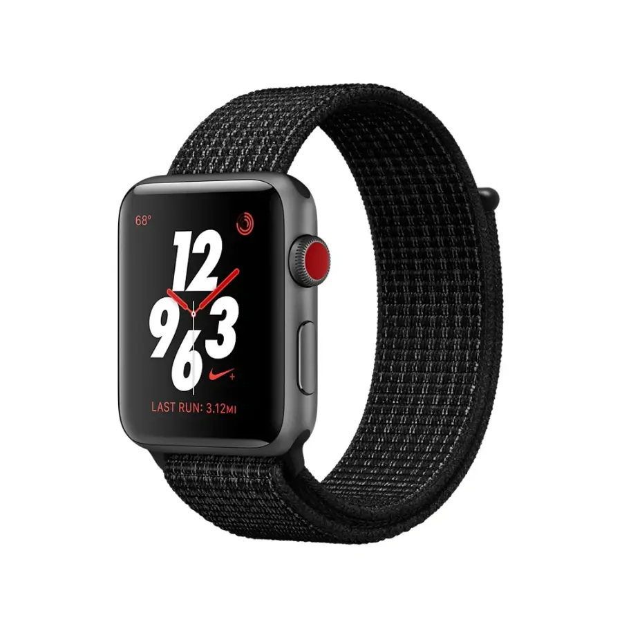 Apple Watch Series 3 Nike+ (GPS + Cellular) 38mm Space Gray Aluminum Case with Black/Pure Platinum Nike Sport Loop (MQL82, MQMA2)