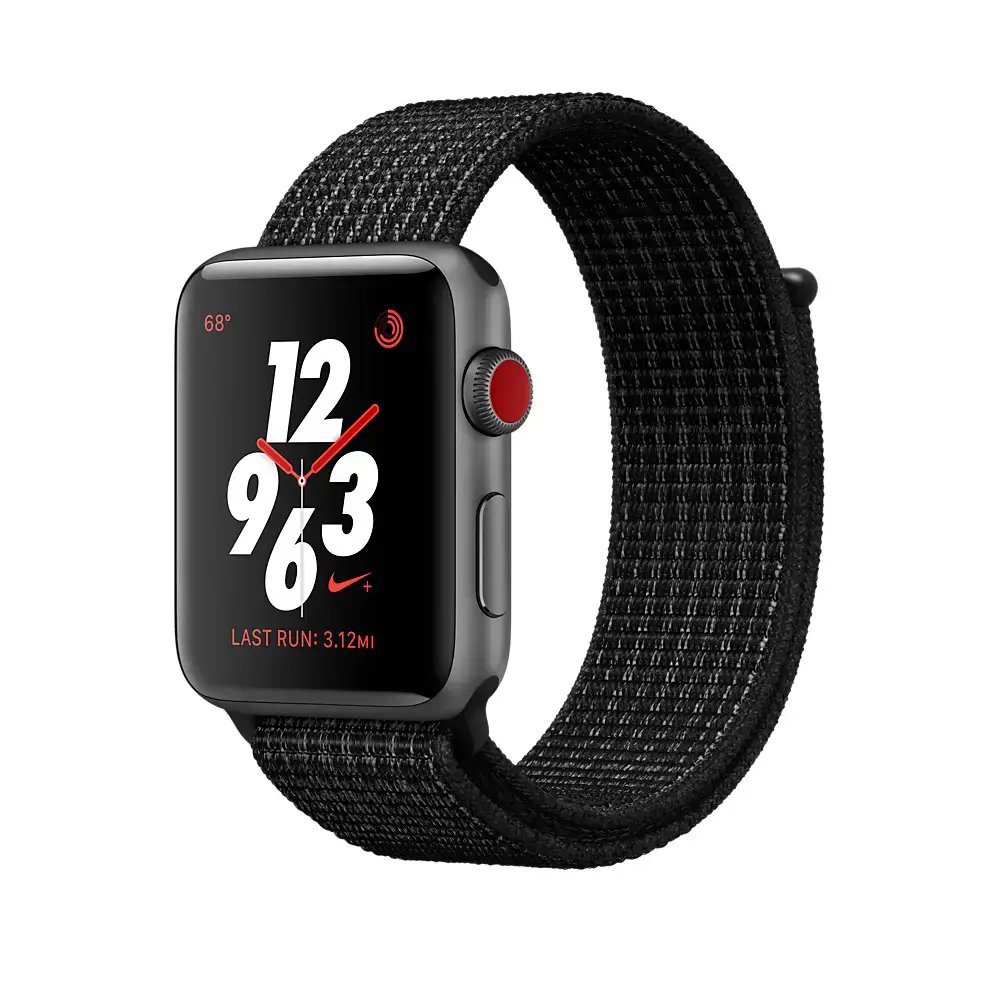 Apple Watch Series 3 Nike+ (GPS + Cellular) 42mm Space Gray Aluminum Case with Black/Pure Platinum Nike Sport Loop (MQLF2, MQMH2)