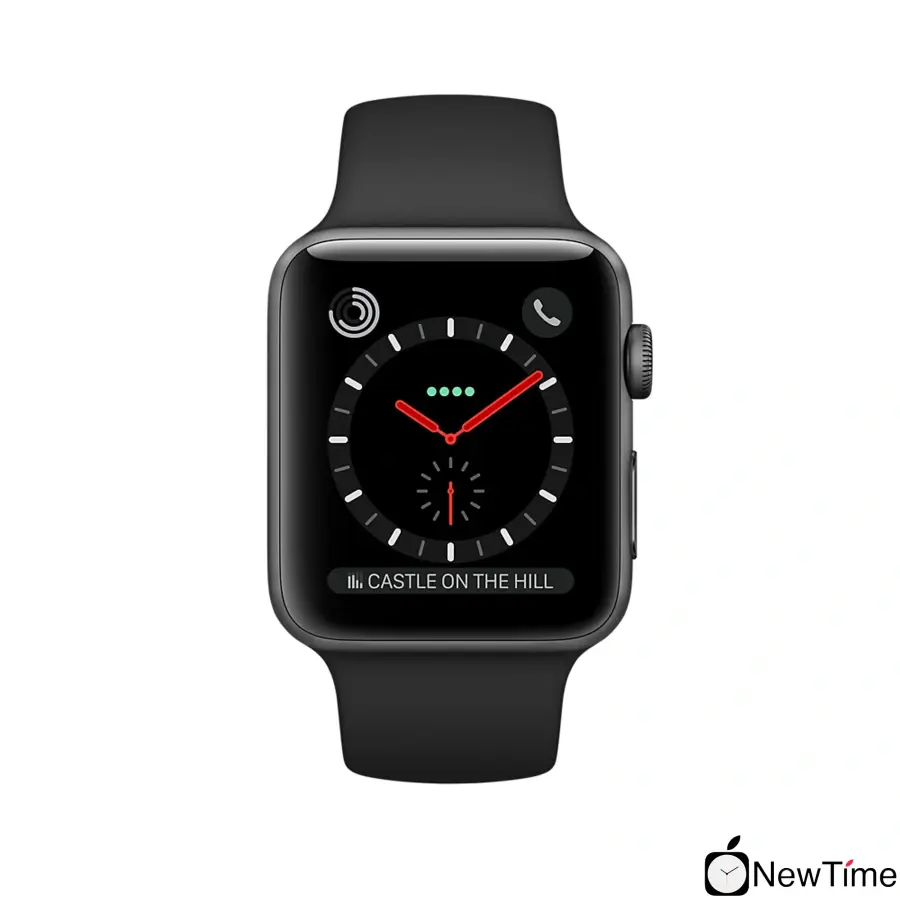 Apple Watch Series 3 (GPS + Cellular) 42mm Space Black Stainless Steel Case with Black Sport Band (MQK92, MQM02)