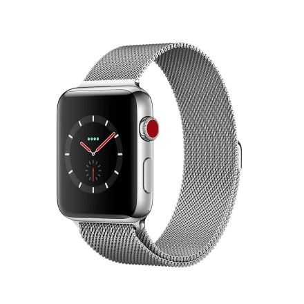 Apple Watch Series 3 (GPS + Cellular) 38mm Stainless Steel Case with Milanese Loop (MR1F2)