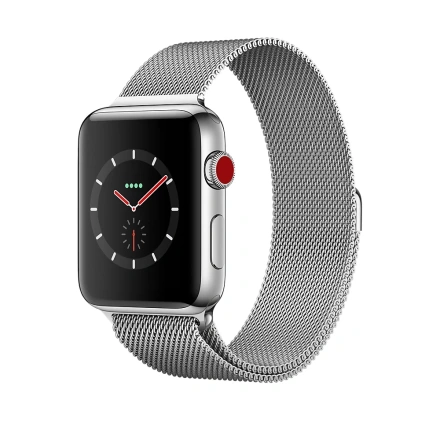 Apple Watch Series 3 (GPS + Cellular) 42mm Stainless Steel Case with Milanese Loop (MR1J2, MR1U2)
