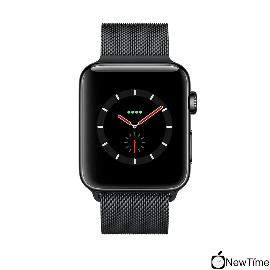 Apple Watch Series 3 (GPS + Cellular) 42mm Space Black Stainless Steel Case with Space Black Milanese Loop (MR1L2, MR1V2)