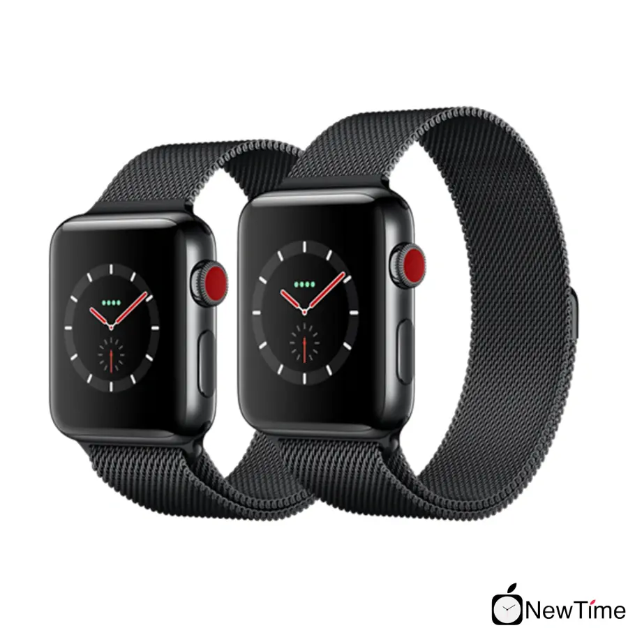 Apple Watch Series 3 (GPS + Cellular) 42mm Space Black Stainless Steel Case with Space Black Milanese Loop (MR1L2, MR1V2)