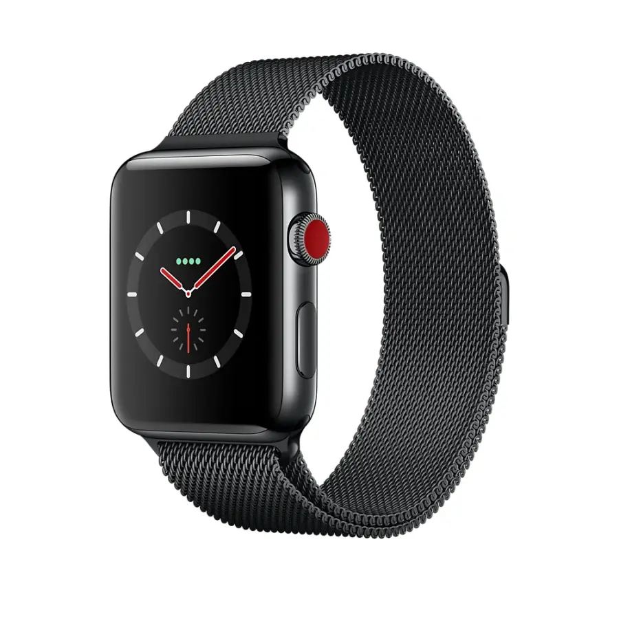 Apple Watch Series 3 (GPS + Cellular) 42mm Space Black Stainless Steel Case with Space Black Milanese Loop (MR1L2, MR1V2)