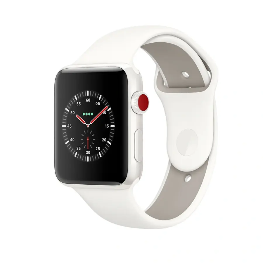 Apple Watch Edition Series 3 (GPS + Cellular) 42mm White Ceramic Case with Soft White/Pebble Sport Band (MQKD2)