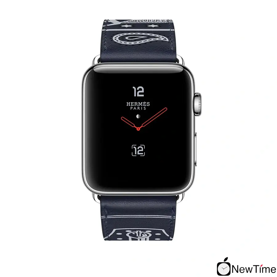 Apple Watch Series 3 Hermès (GPS + Cellular) 38mm Stainless Steel Case with Marine Gala Leather Single Tour Eperon d'Or (MQLN2)