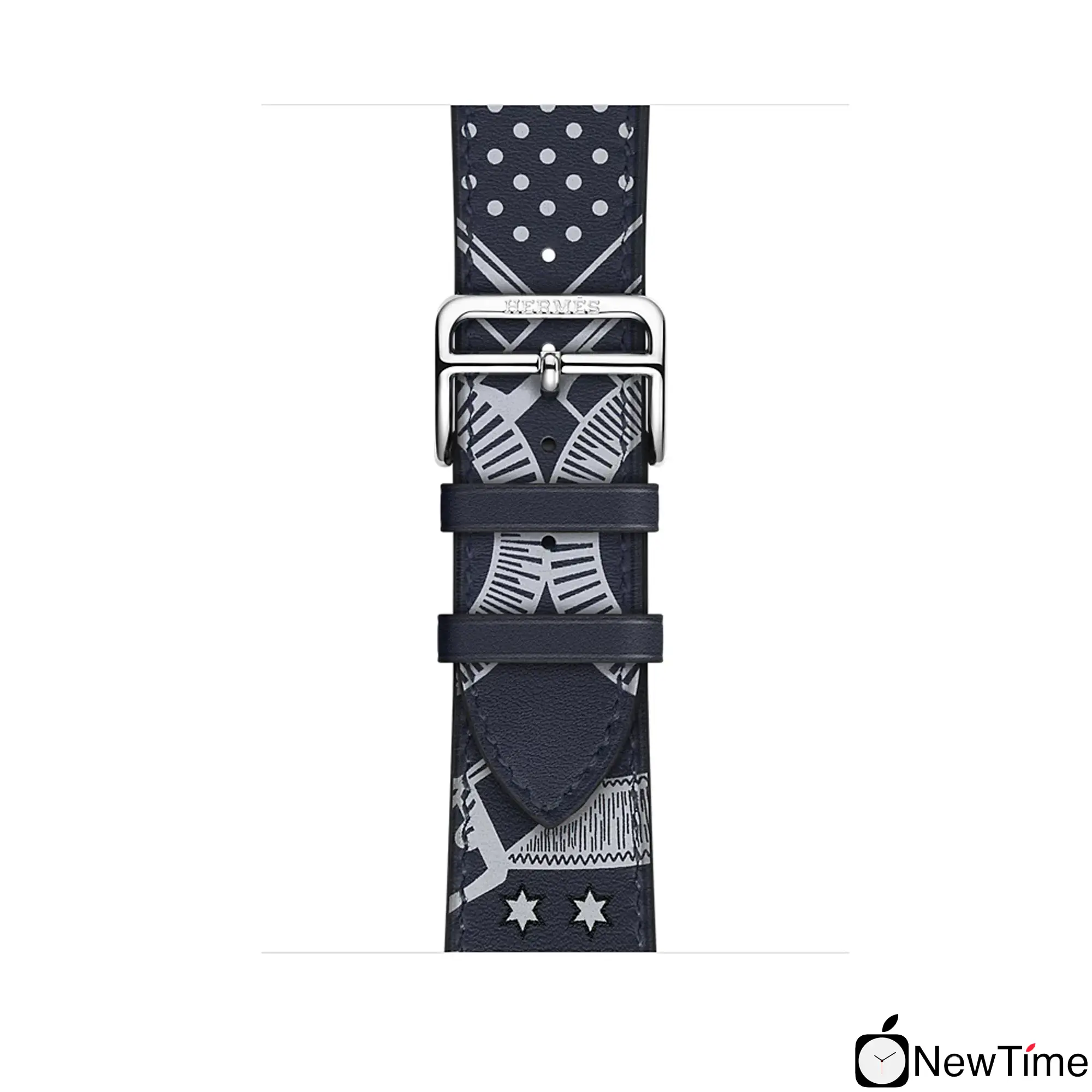 Apple Watch Series 3 Hermès (GPS + Cellular) 38mm Stainless Steel Case with Marine Gala Leather Single Tour Eperon d’Or (MQLN2)
