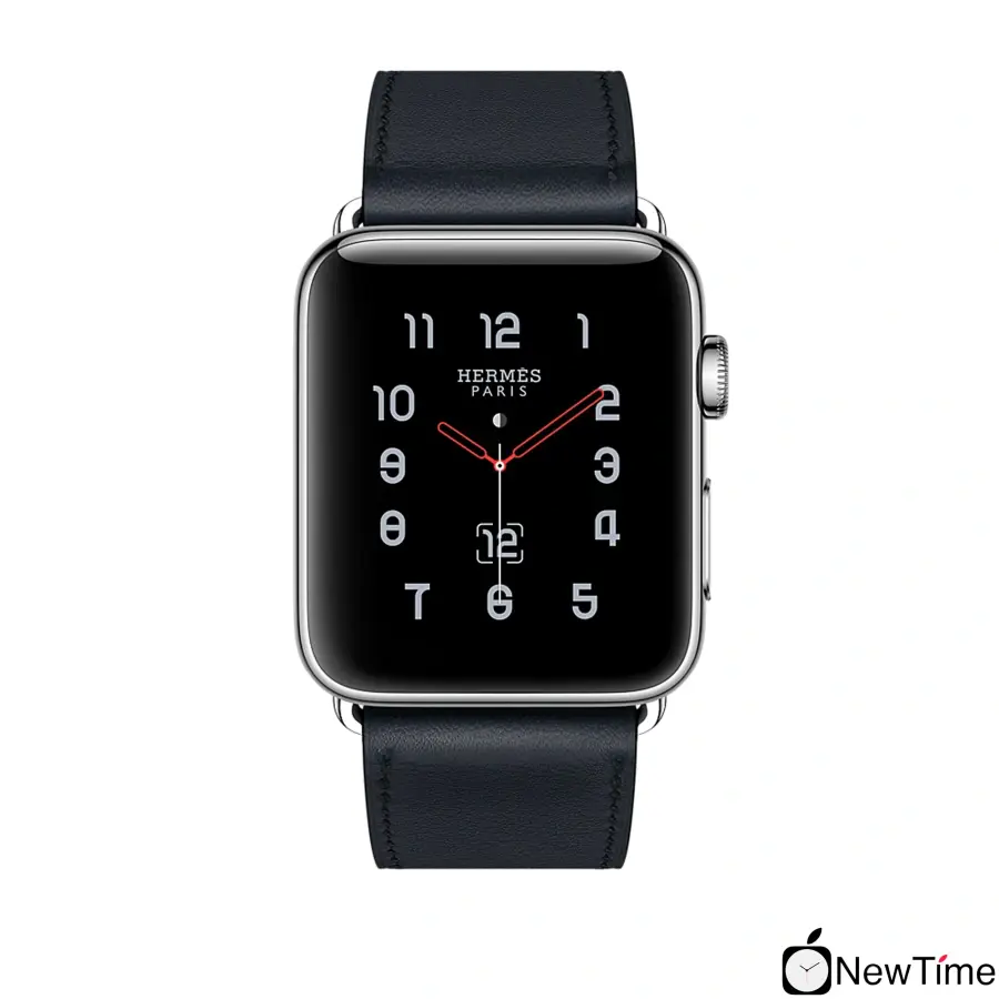 Apple Watch Series 3 Hermès (GPS + Cellular) 42mm Stainless Steel Case with Indigo Swift Leather Single Tour (MQLQ2, MQMT2)