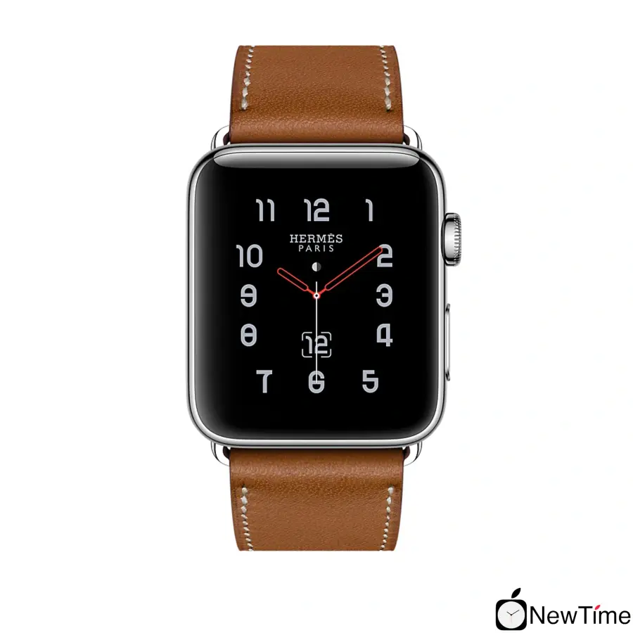 Apple Watch Series 3 Hermès (GPS + Cellular) 42mm Stainless Steel Case with Fauve Barenia Leather Single Tour (MQLP2, MQMR2)