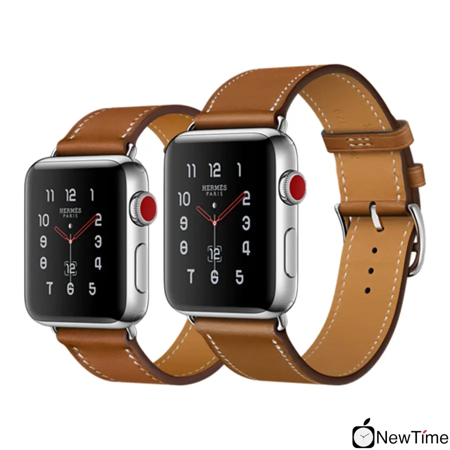 Apple Watch Series 3 Hermès (GPS + Cellular) 42mm Stainless Steel Case with Fauve Barenia Leather Single Tour (MQLP2, MQMR2)