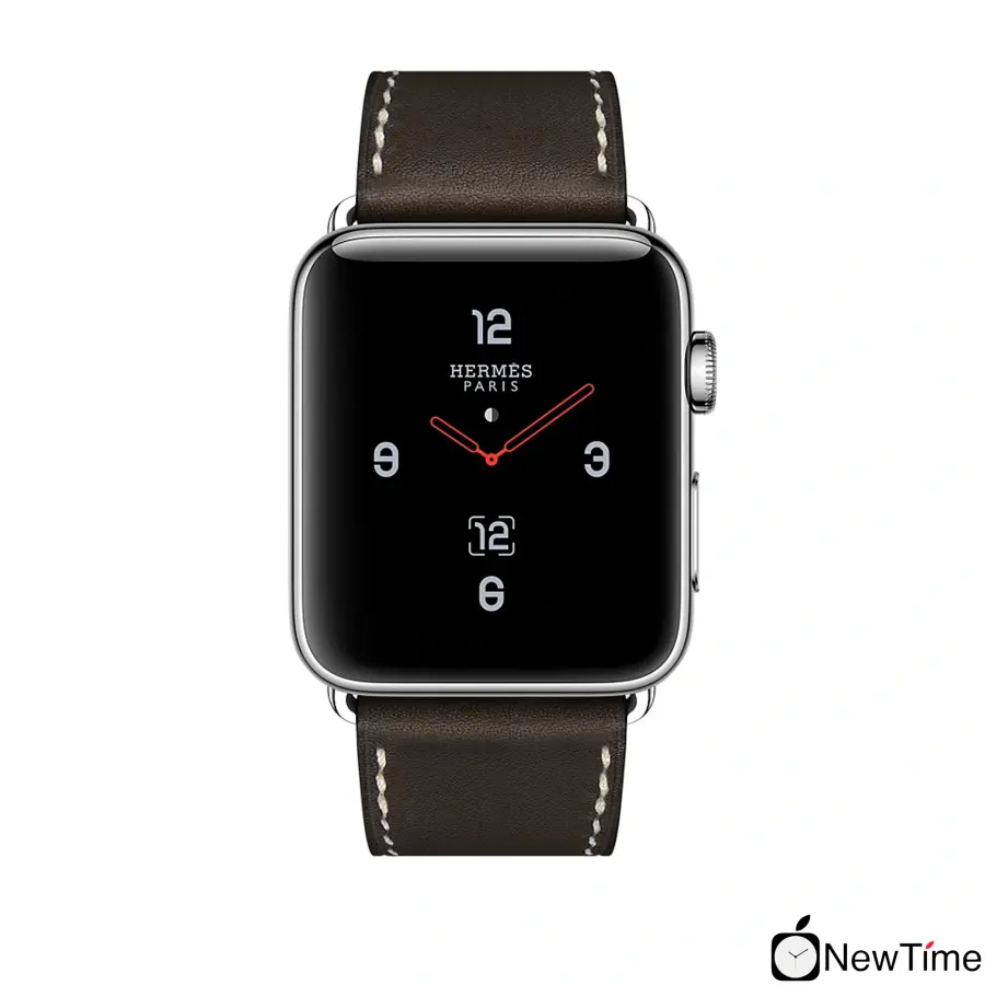 Apple Watch Series 3 Hermès (GPS + Cellular) 42mm Stainless Steel Case with Ébène Barenia Leather Single Tour Deployment Buckle (MQLT2)