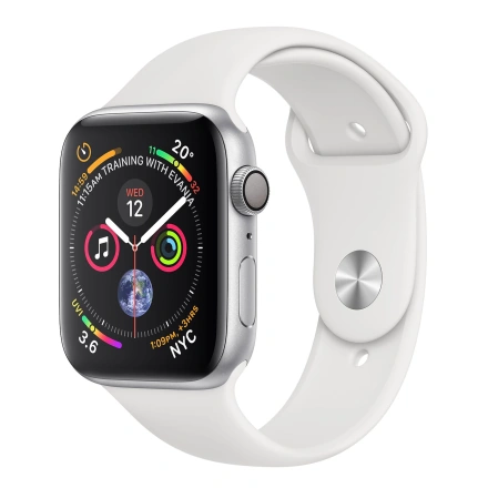 Apple Watch Series 4 (GPS) 44mm Silver Aluminum Case with White Sport Band (MU6A2)