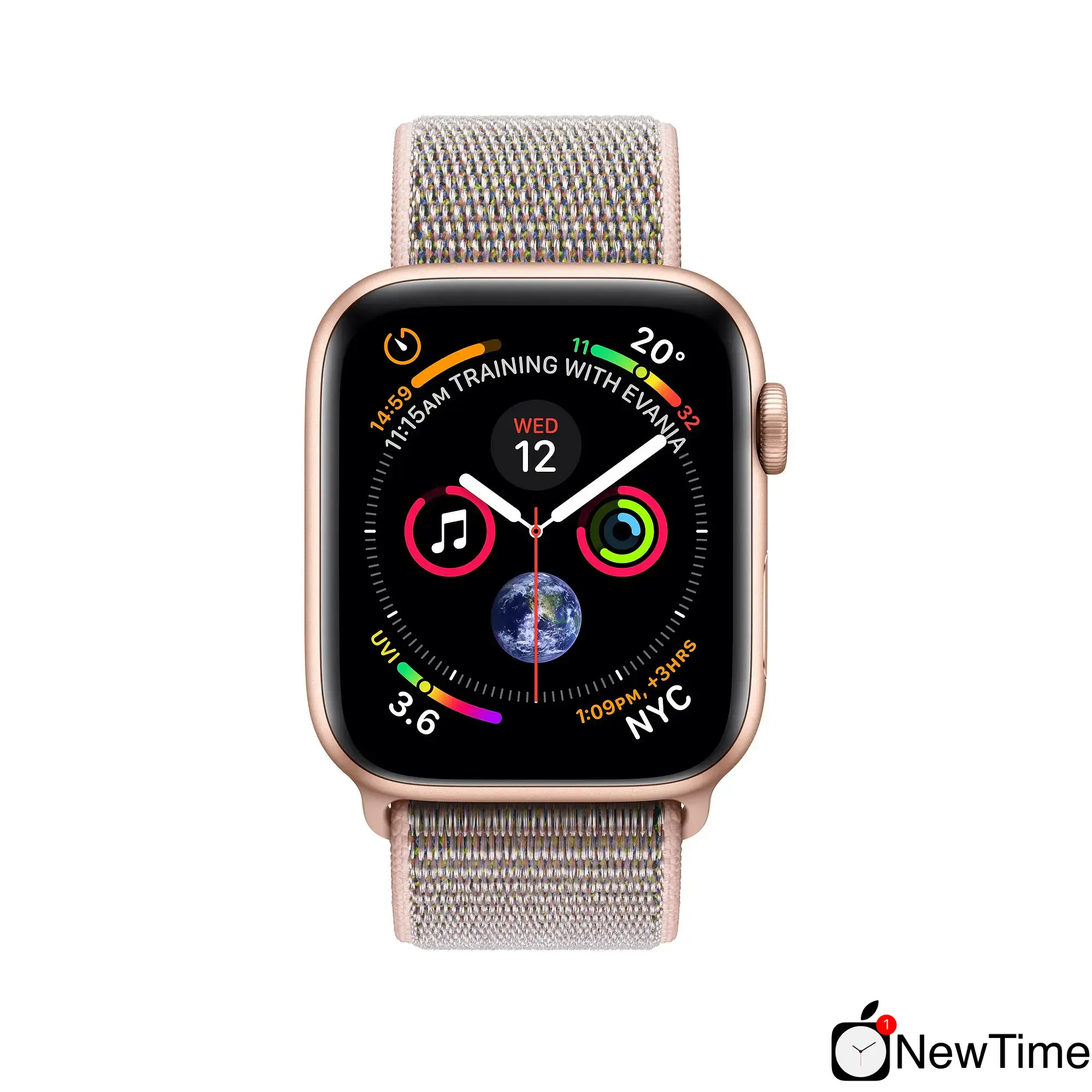 Apple Watch Series 4 (GPS + Cellular) 44mm Gold Aluminium Case with Pink Sand Sport Loop (MTV12, MTVX2)