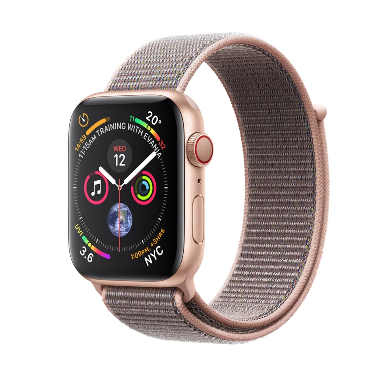 Apple Watch Series 4 (GPS + Cellular) 40mm Gold Aluminium Case with Pink Sand Sport Loop (MTUK2, MTVH2)