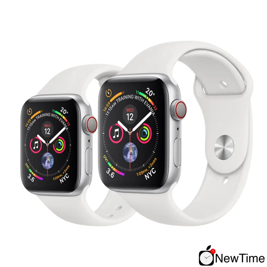 Apple Watch Series 4 (GPS + Cellular) 40mm Silver Aluminum Case with White Sport Band (MTUD2, MTVA2)