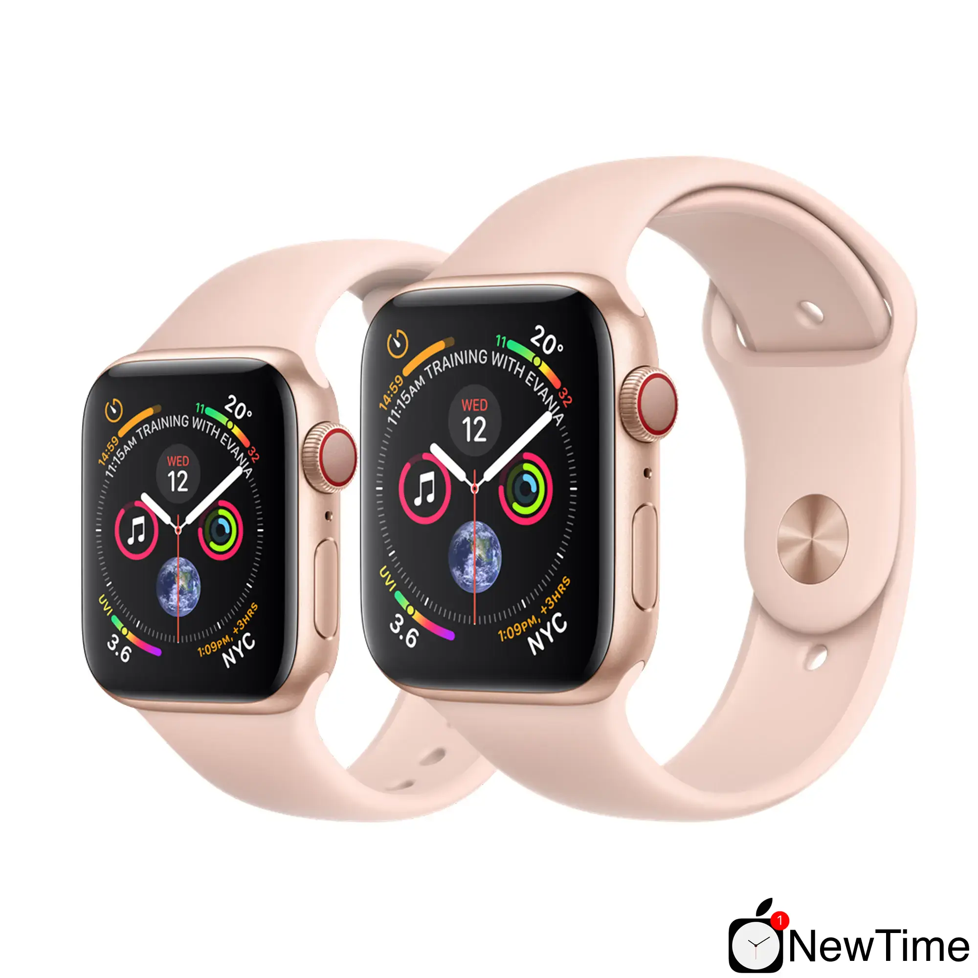 Apple Watch Series 4 (GPS + Cellular) 44mm Gold Aluminum Case with Pink Sand Sport Band (MTV02, MTVW2)