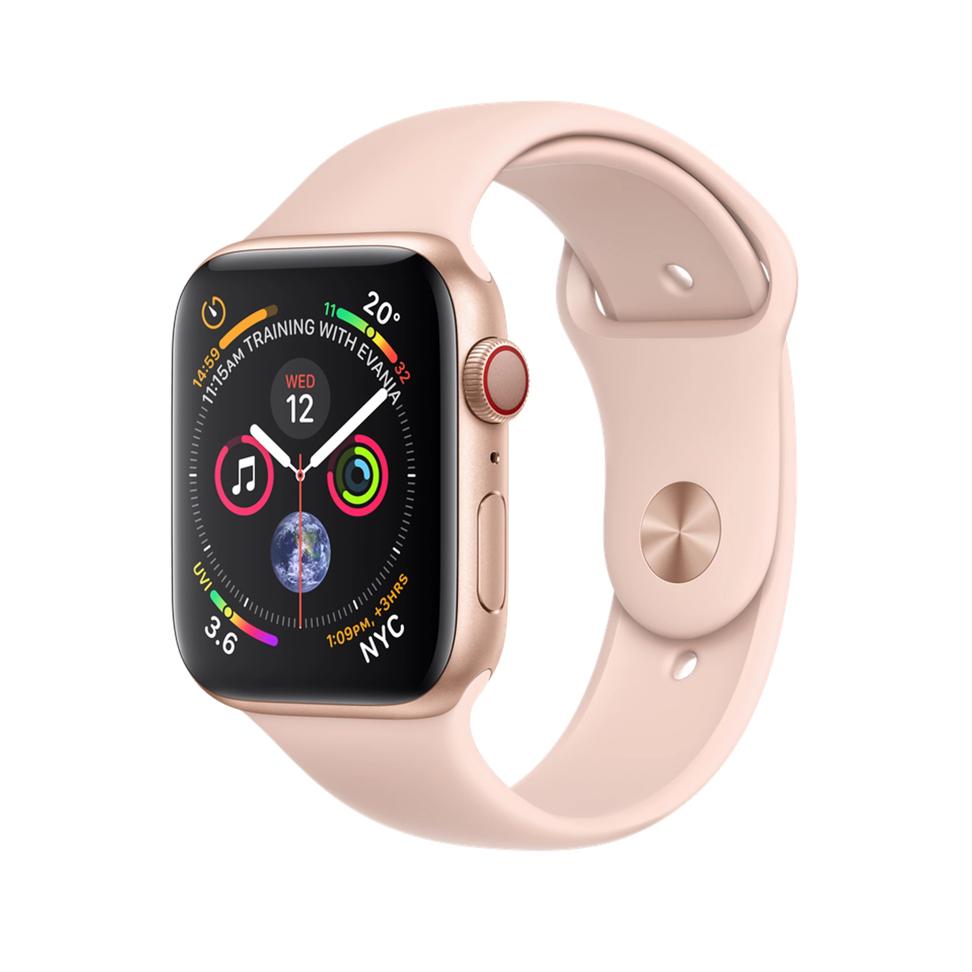 Apple Watch Series 4 (GPS + Cellular) 40mm Gold Aluminum Case with Pink Sand Sport Band (MTUJ2, MTVG2)