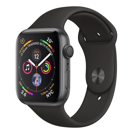 Apple Watch Series 4 (GPS) 44mm Space Gray Aluminium Case with Black Sport Band (MU6D2)