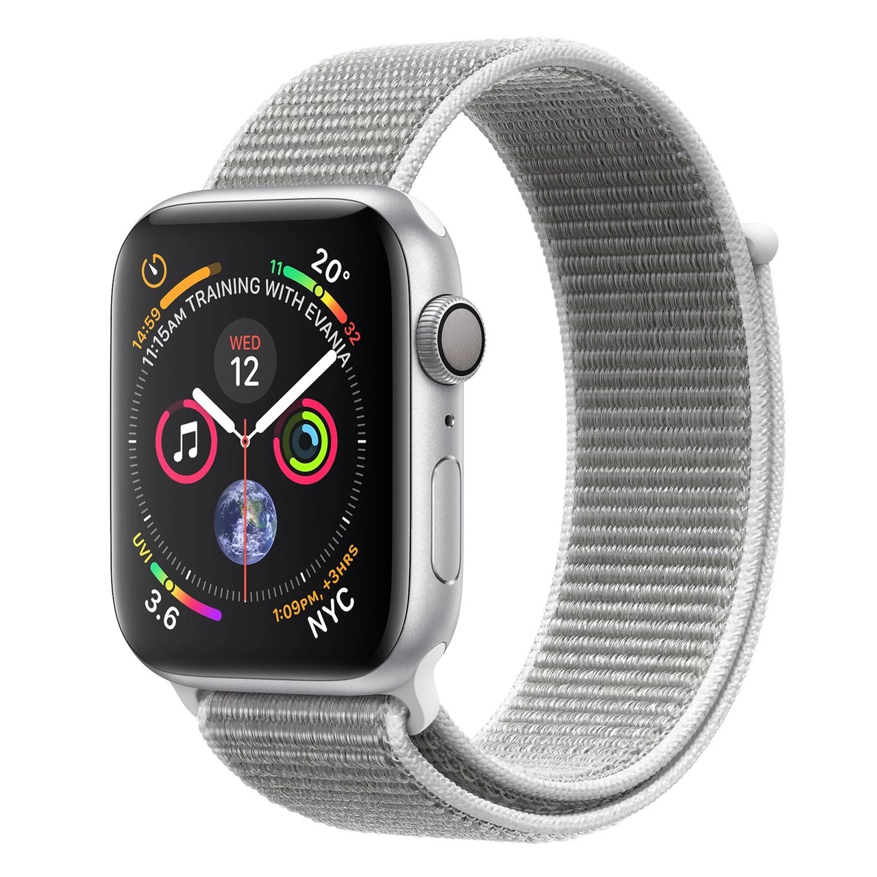Apple Watch Series 4 (GPS) 44mm Silver Aluminium Case with Seashell Sport Loop (MU6C2)