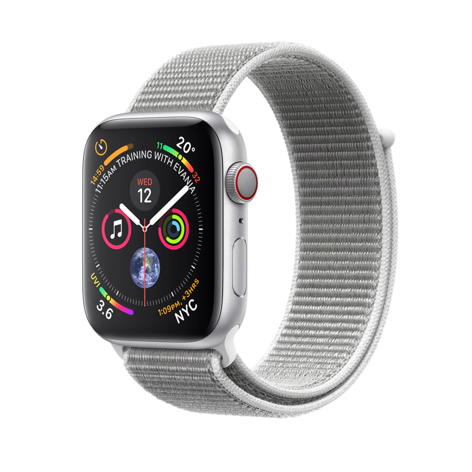 Apple Watch Series 4 (GPS + Cellular) 40mm Silver Aluminium Case with Seashell Sport Loop (MTUF2, MTVC2)