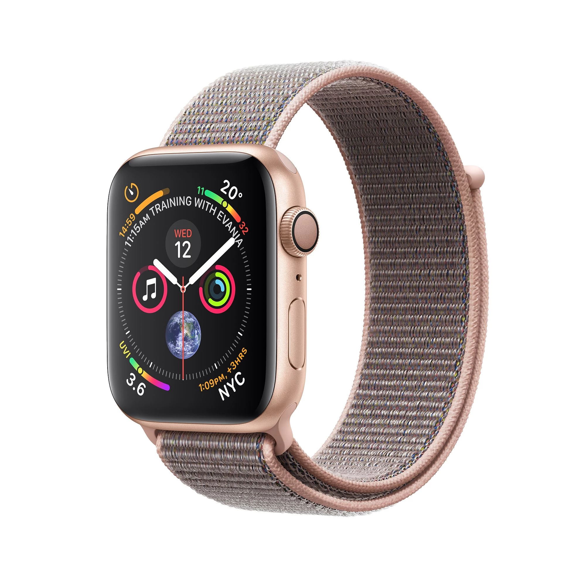Apple Watch Series 4 (GPS) 40mm Gold Aluminium Case with Pink Sand Sport Loop (MU692)