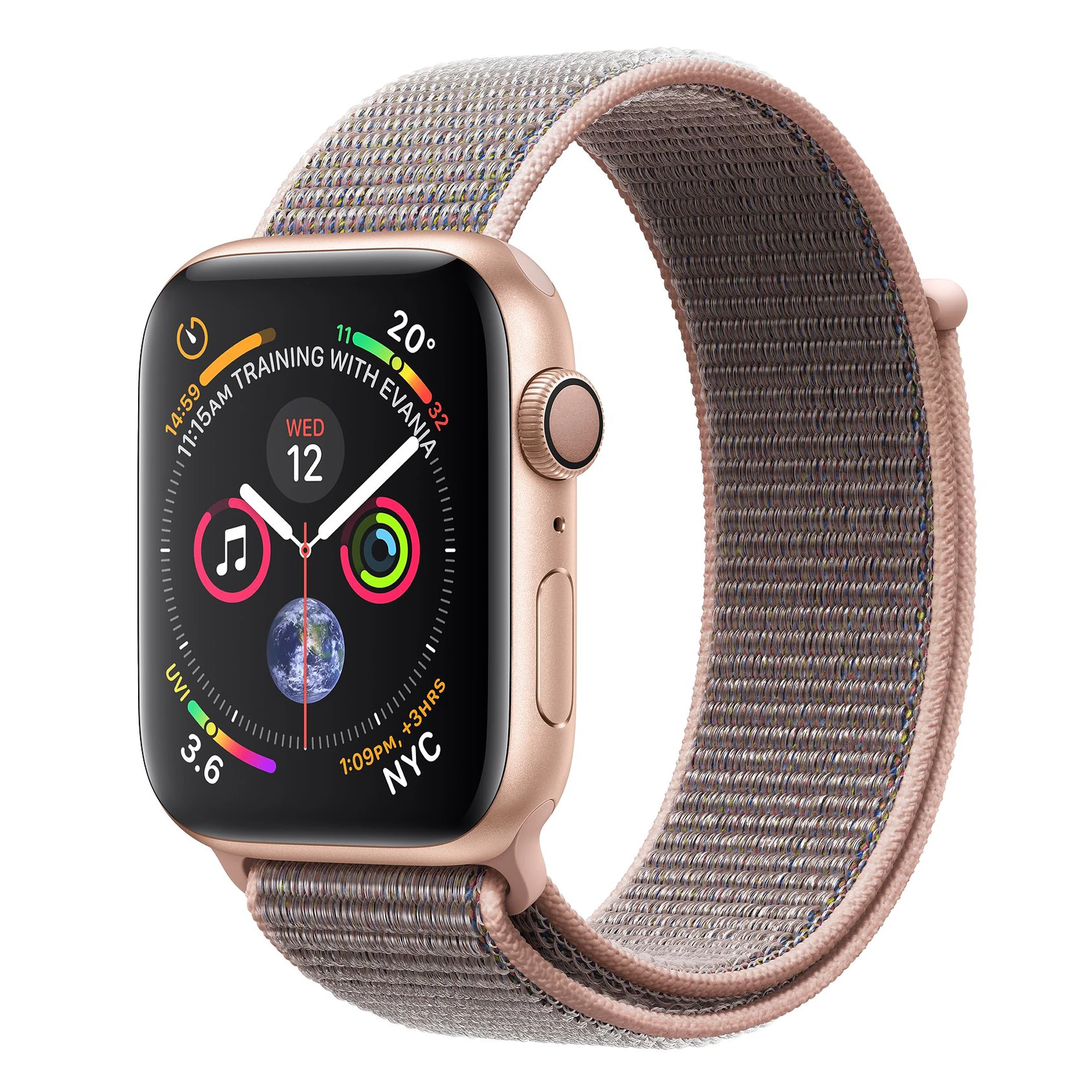 Apple Watch Series 4 (GPS) 44mm Gold Aluminium Case with Pink Sand Sport Loop (MU6G2)