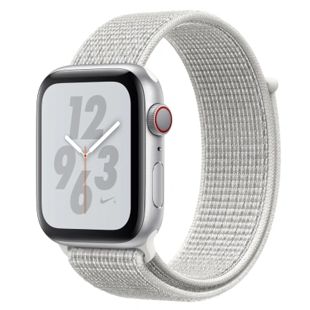Apple Watch Series 4 Nike + (GPS + Cellular) 44mm Silver Aluminium Case with Summit White Nike Sport Loop (MTXA2, MTXJ2)