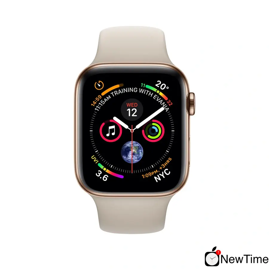 Apple Watch Series 4 (GPS + Cellular) 40mm Gold Stainless Steel Case with Stone Sport Band (MTUR2, MTVN2)