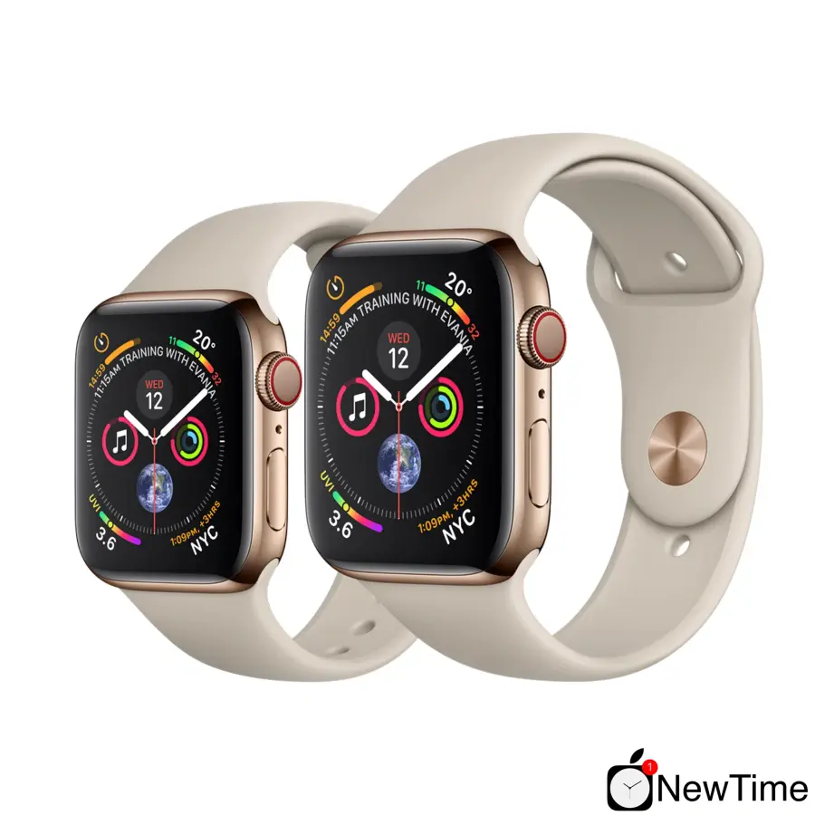Apple Watch Series 4 (GPS + Cellular) 44mm Gold Stainless Steel Case with Stone Sport Band (MTV72, MTX42)