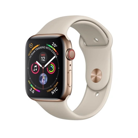 Apple Watch Series 4 (GPS + Cellular) 40mm Gold Stainless Steel Case with Stone Sport Band (MTUR2, MTVN2)