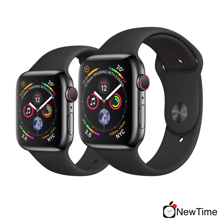 Apple Watch Series 4 (GPS + Cellular) 40mm Space Black Stainless Steel Case with Black Sport Band (MTUN2, MTVL2)